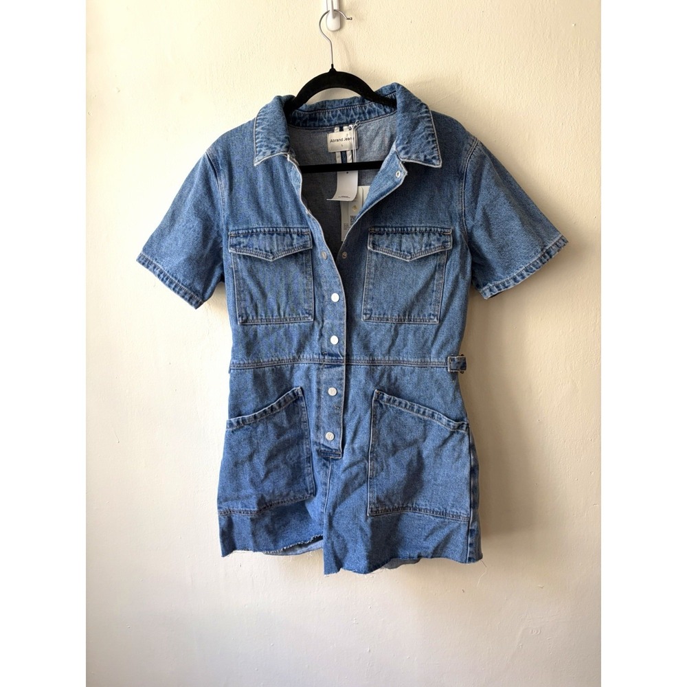 Abrand NWT $158 Ada Denim Overalls Jumpsuit One Piece Size Large - Picture 2 of 5